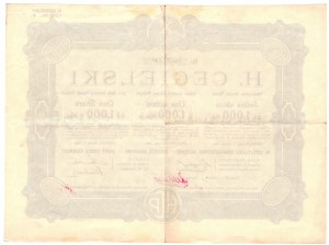 H. CEGIELSKI Towarzystwo Akcyjne - 1000 MP 1924 Poznaň - RZADKA .H. Cegielski, 01.03.1924