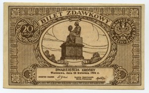 Bilet zdawkowy - 20 groszy 1924