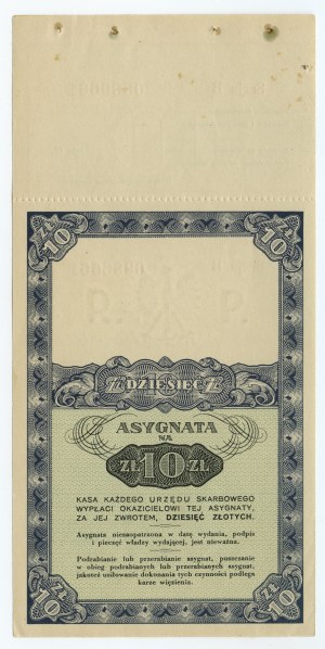 Asygnata 10 zł 1939 - Serja B 0886661