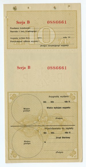 Asygnata 10 zł 1939 - Serja B 0886661