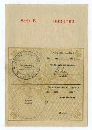 Pridelenie 10 zlotých 1939 - séria B 0934762