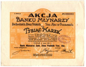 Banque des meuniers des terres polonaises occidentales Em. III - 1000 marks polonais 1921