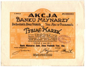 Banka mlynářů západních zemí - 1000 mkp 1921 - Em. III