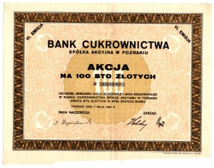 Bank Cukrownictwa S.A. v Poznani Em. VI - 100 zlotých 1926