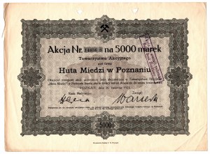 Měděná huť v Poznani Tow. Akc., 5 000 marek 1921