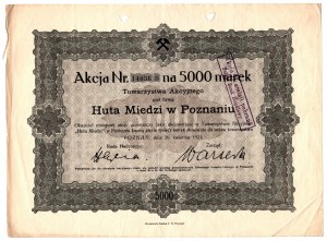Huta Miedzi w Poznaniu Tow. Akc., 5000 marek 1921