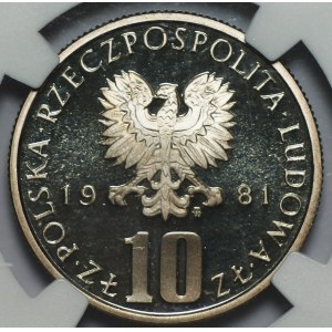 10 złotych 1981 - Bolesław Prus - NGC MS 69 ULTRA CAMEO - 2-ga max nota