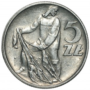 5 złotych 1958 - Rybak bez sznura oraz chudy rękaw