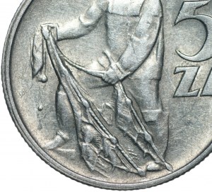 5 złotych 1958 - Rybak bez sznura oraz chudy rękaw