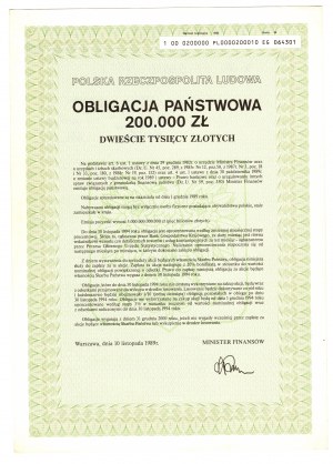 PRL Staatsanleihe 200.000 Zloty 1989