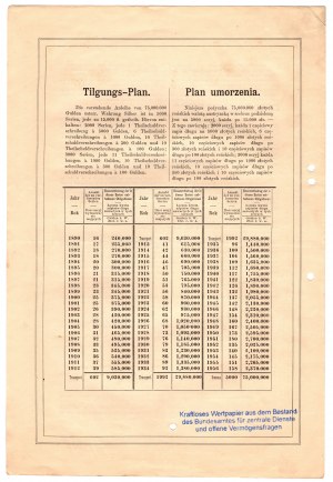 Galician Railway of Karl Ludwig, Debt Record (bond) for 5,000 zlotys 1890 - Number 1