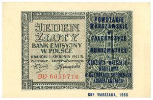 1 or 1941 - série BD - avec impression commémorant l'Insurrection de Varsovie en caractères phalliques et numismatiques