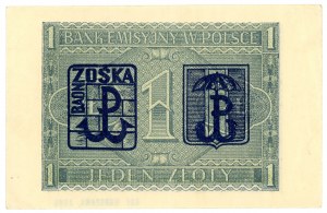 1 gold 1941 - BD series - with a print commemorating the Warsaw Uprising in phallic and numismatics