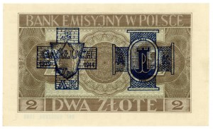 2 zlaté 1941 - séria AA - s potlačou pripomínajúcou Varšavské povstanie vo faleristickom a numizmatickom prevedení