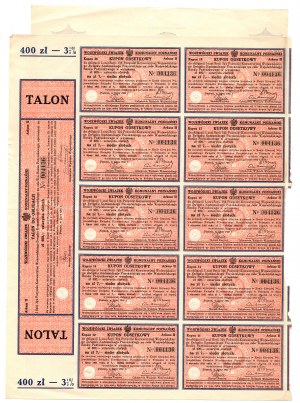 Obligation 3,5 % Conversion Prêt de l'association municipale provinciale de Poznań - 400 zloty 1927