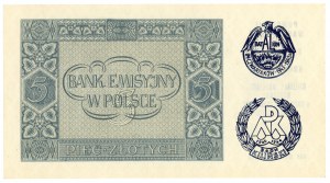 5 zlotys 1941 - série AD - avec surimpression commémorant l'insurrection de Varsovie dans les domaines phallique et numismatique