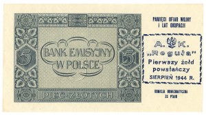 5 zlotys 1941 - série AD - empreinte XXIVe réunion des présidents des sections et cercles numismatiques de la PTAiN