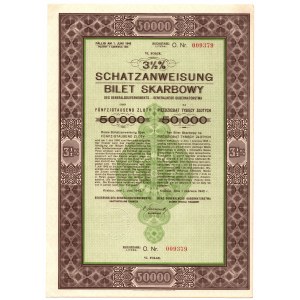 Bilet Skarbowy GG 3,5 % 50.000 złotych (Schatzanweisung) RZADKI, nakład 500 sztuk