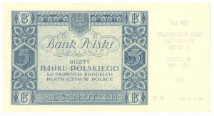 5 zloty 1930 - T series - overprint of XXV years of numismatic section of PTAiN branch in Gniezno
