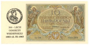 10 zloty 1929 - serie DW. - sovrastampa 300° anniversario del rilievo di Vienna