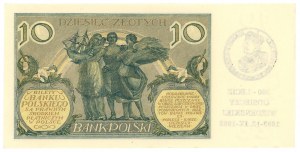 10 zloty 1929 - serie DW. - sovrastampa 300° anniversario del rilievo di Vienna