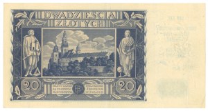 20 Zloty 1936 - Serie AH - Aufdruck XXV Jahre der numismatischen Abteilung der PTAiN-Niederlassung in Gniezno