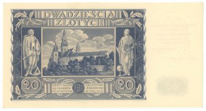 20 zlotých 1936 - série AA - s příležitostným přetiskem Lodž 1988