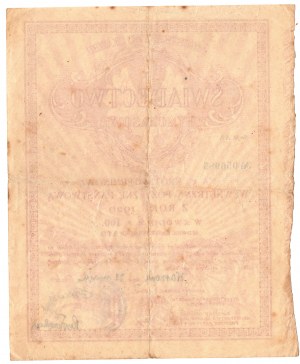 5% Feu. Court terme 1920 - Attestation temporaire de 100 points polonais - manuscrite