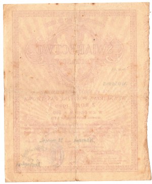 5% Fire. Short-term 1920 - Temporary certificate of 100 marks - handwritten