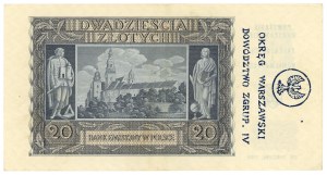 20 zloty 1940 - serie H 0007408 - con sovrastampa commemorativa dell'insurrezione di Varsavia, in versione fallica e numismatica.
