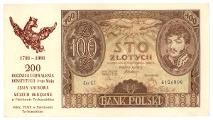 100 złotych 1934 - seria C.T. - nadruk upamiętniający 200 rocznicę uchwalenia Konstytucji 3-go maja