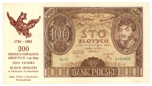 100 zloty 1934 - serie C.T. - soprastampa commemorativa del 200° anniversario della Costituzione del 3 maggio