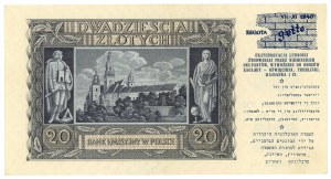 20 zlotých 1940 - série F - přetisk na památku povstání ve varšavském ghettu