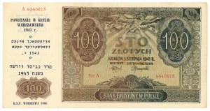 100 zloty 1941 - serie A con sovrastampa commemorativa dell'insurrezione del ghetto di Varsavia