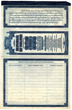 7 % Ausland Amortisation Goldstabilisierungsdarlehen $1.000 1927