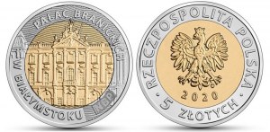 5 zlotých 2020 - Branický palác v Bialystoku - otevřený mincovní sáček - 50 mincí