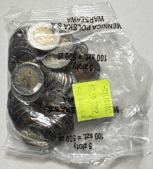 5 zlotých 2022 - Hrad Moszna - otvorené mincové vrecko - 50 mincí