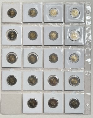 Set of 5 zloty coins 2014-2023 - 19 pieces in holders