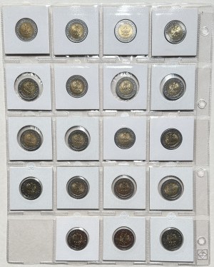 Satz von 5 Zloty-Münzen 2014-2023 - 19 Stück im Etui
