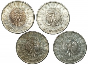 10 zloty 1935 - Józef Piłsudski - set di 4 pezzi