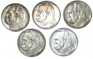 10 zloty 1935 - Józef Piłsudski - set di 5 pezzi