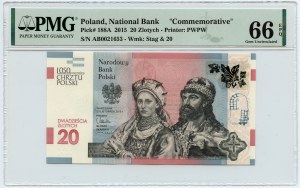 20 PLN 2015 - 1050° anniversario del Battesimo della Polonia PMG 66 EPQ