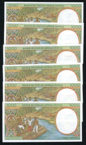 STŘEDNÍ AFRIKA - 1 000 franků - sada 6 bankovek