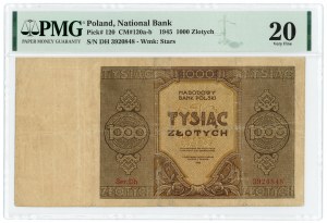 1 000 zlatých 1945 - séria Dh - PMG 20