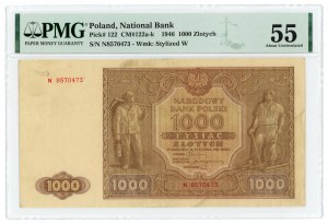 1 000 zloty 1946 - Série N - PMG 55