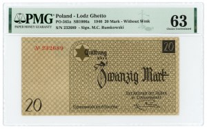 Ghetto in Lodz - 20 marks 1940 - PMG 63