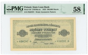 500,000 Polish marks 1923 - P series - PMG 58