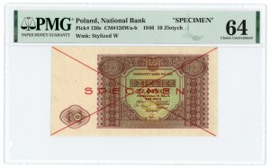 10 Zloty 1946 - SPECIMEN - PMG 64