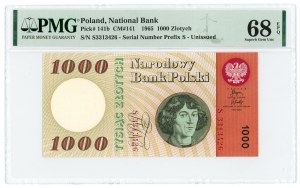 1 000 zlotých 1965 - série S - PMG 68 EPQ