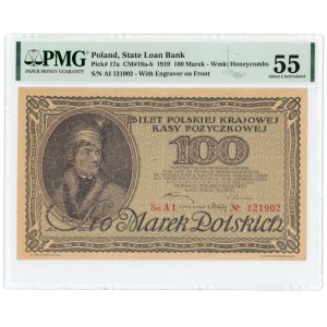 100 marek polskich 1919 - seria AI - PMG 55